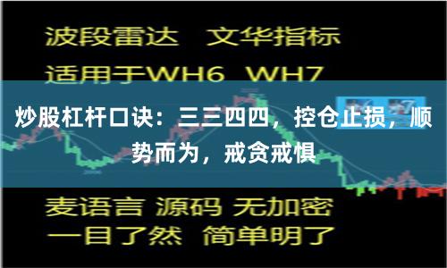 炒股杠杆口诀：三三四四，控仓止损，顺势而为，戒贪戒惧